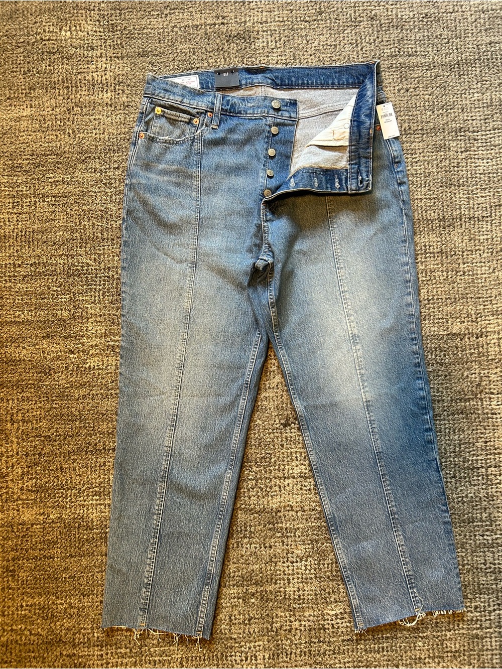 GAP High-Rise Light Blue Women's Denim Jeans Seamed With a Raw Hem